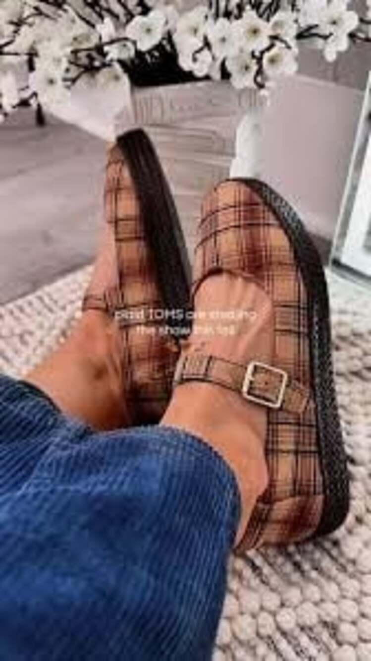 TOMS Women's Carolina Mary Jane Espadrille Toffee Textured Plaid